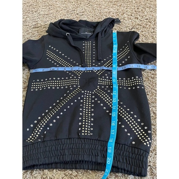 NEW John Richmond Studded Hoodie Kid's Size 8 Black Logo Sweatshirt - Picture 4 of 6